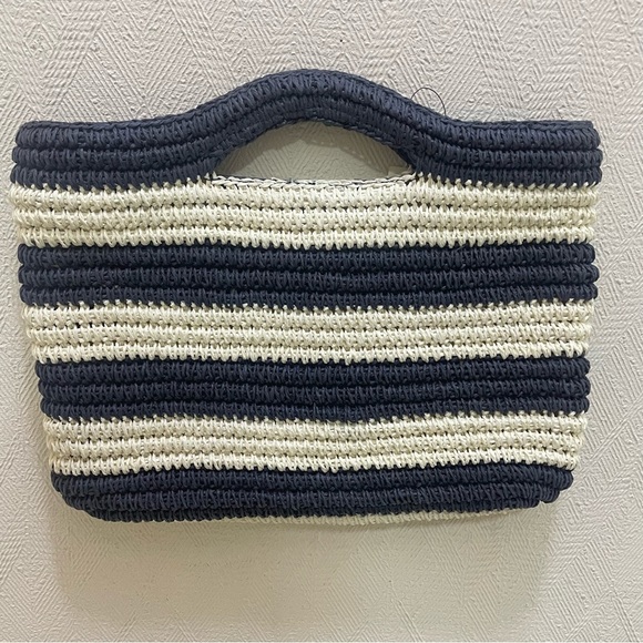 TALBOTS Hand Crocheted Paper Straw Stripes and Pineapple Clutch Handbag-NWT - Picture 5 of 10